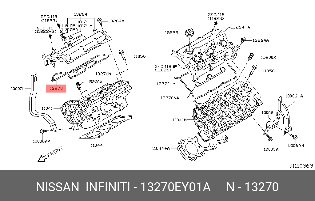Прокладка клапанной крышки · NISSAN 13270EY01A