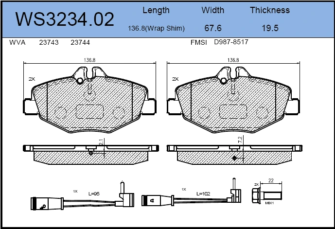 Колодки тормозные дисковые | перед | · JEENICE WS323402