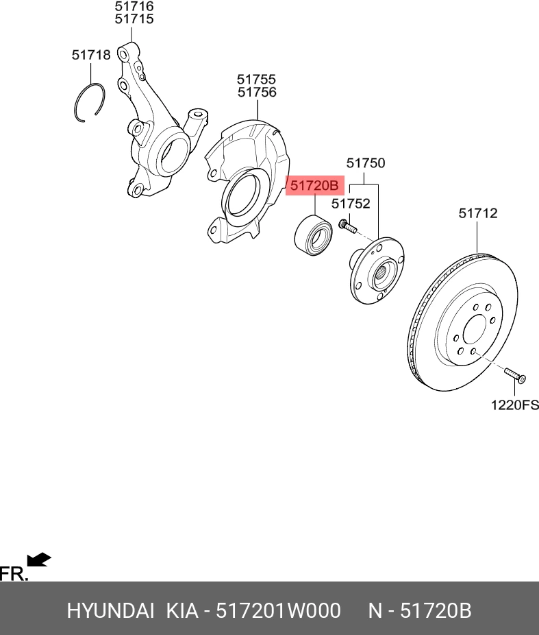 Подшипник ступицы колеса ( 51720-0U000 ) · HYUNDAI/KIA 517201W000