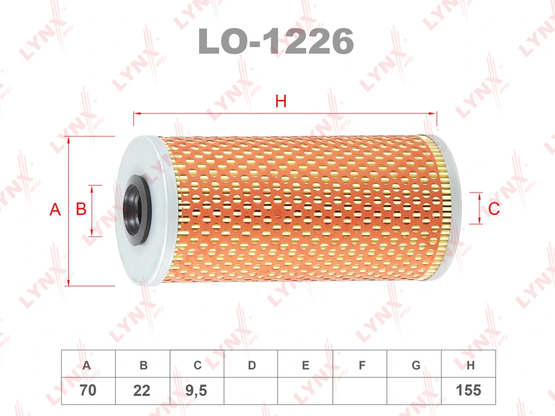 Фильтр масляный (картридж) · LYNXAUTO LO1226