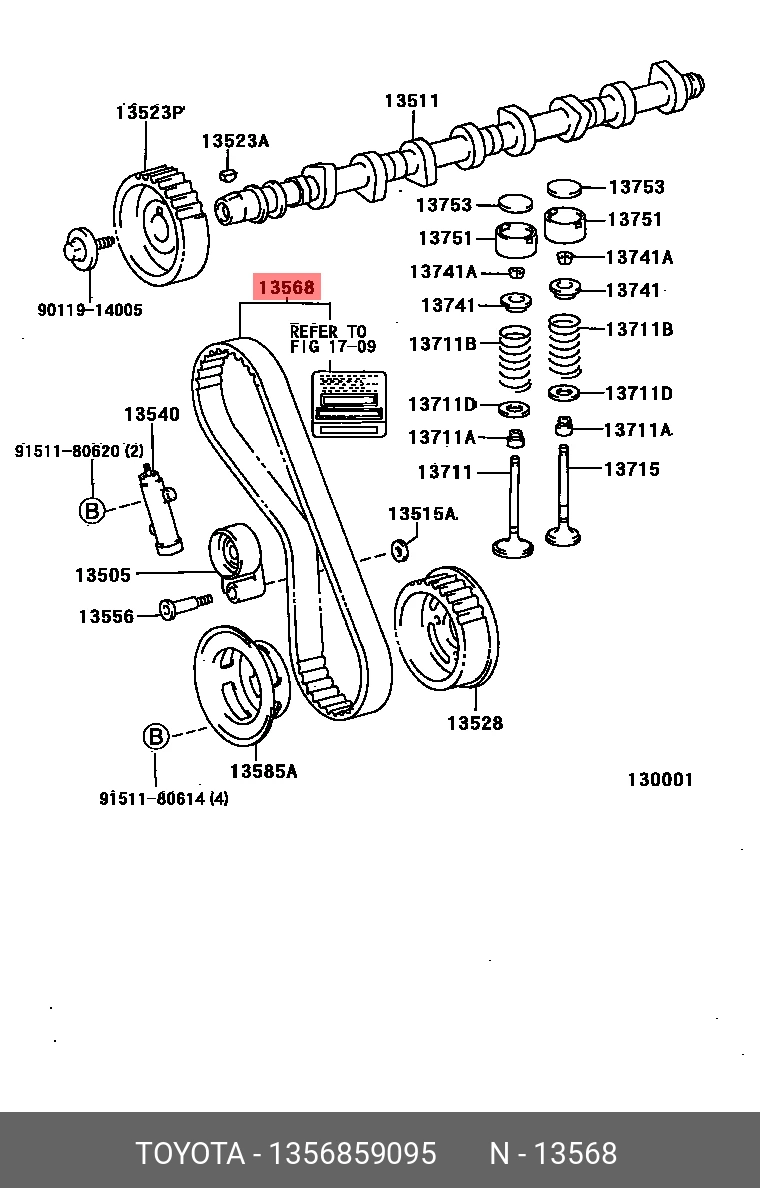 Ремень ГРМ · TOYOTA 1356859095