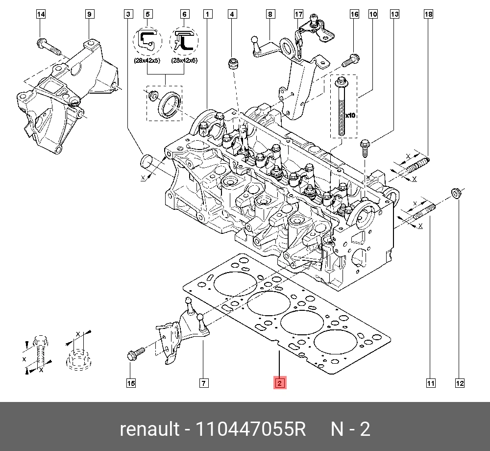 Прокладка, головка цилиндра · RENAULT 110447055R