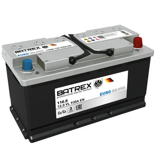 Аккумулятор EUROSILVER 110 Ah, 930 A, 352 х 175 х 190 обр.