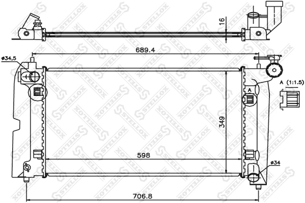 Радиатор системы охлаждения · STELLOX 1025362SX