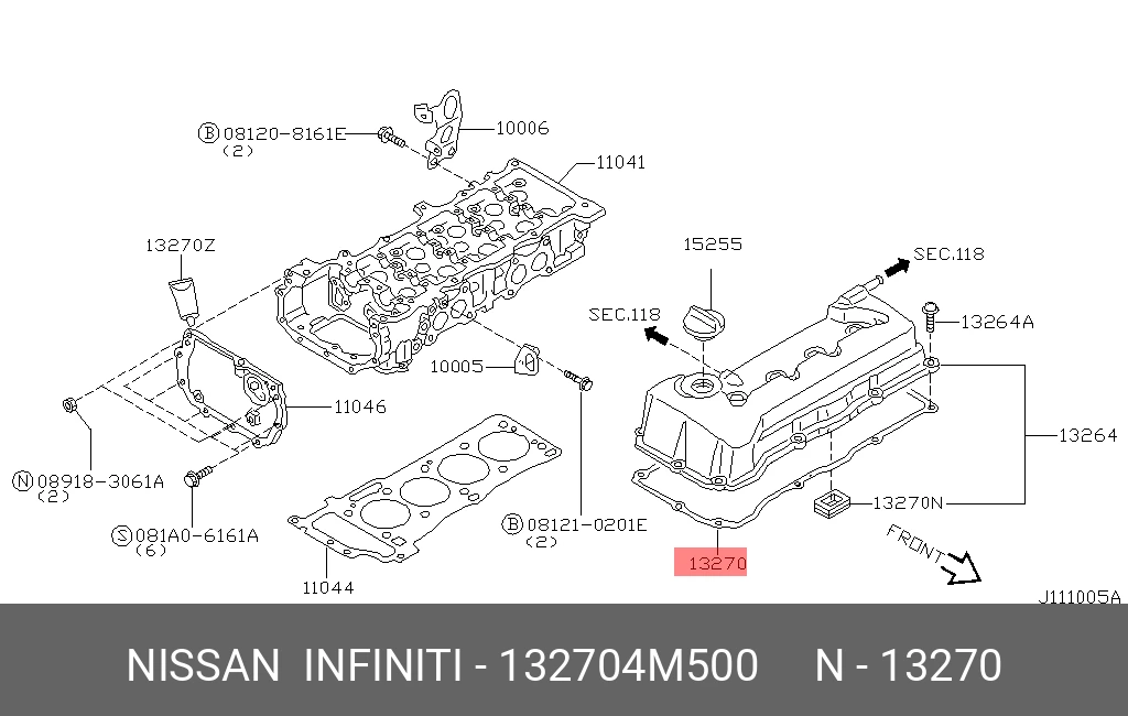 Прокладка крышки клапанов · NISSAN 132704M500