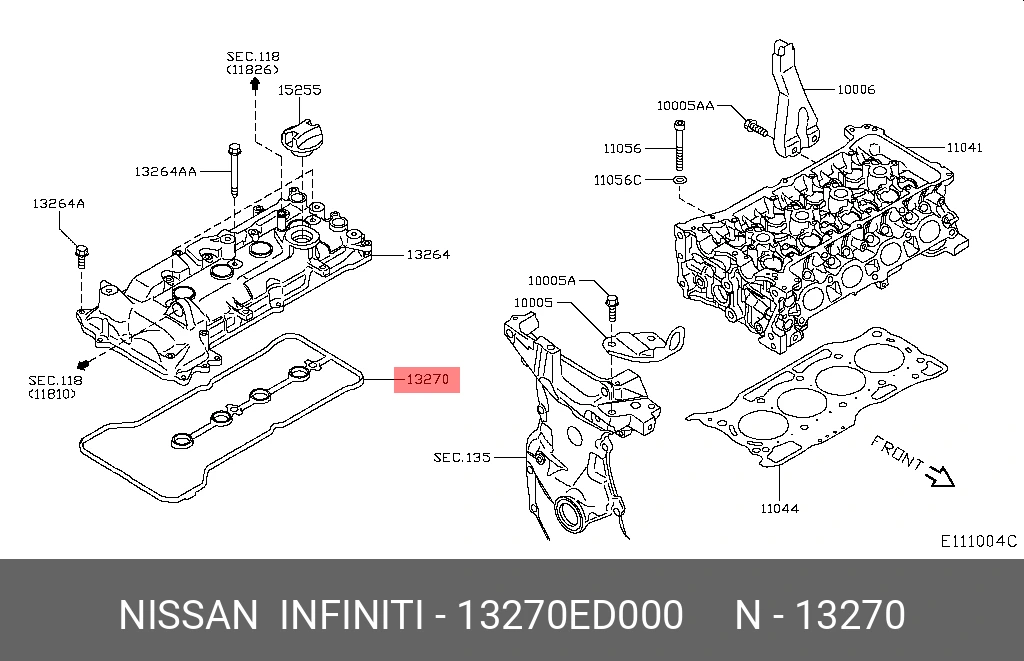 Прокладка крышки клапанов · NISSAN 13270ED000