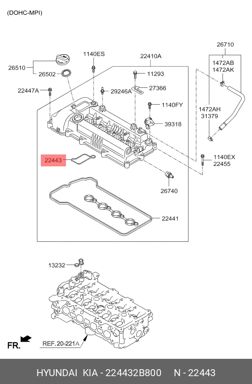 Прокладка клапанной крышки двигателя · HYUNDAI/KIA 224432B800