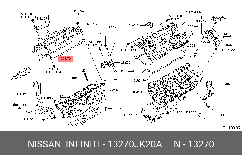 Прокладка клапанной крышки · NISSAN 13270JK20A