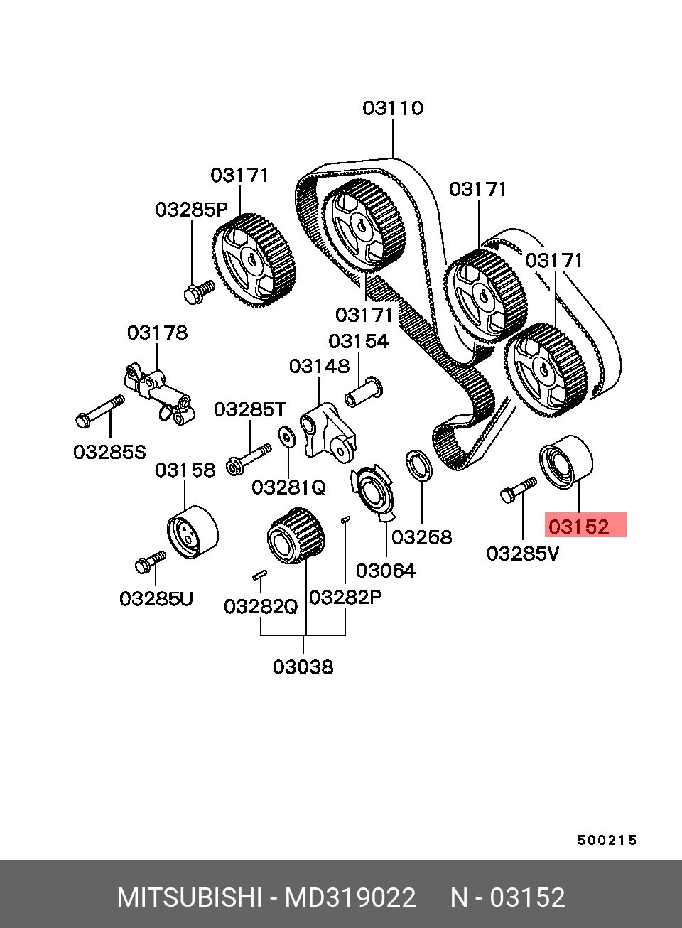 Ролик обводной ремня ГРМ · MITSUBISHI MD319022