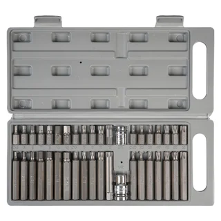 Набор бит вставок TORX, SPLINE, HEX 3/8 30мм и 75мм с держателями бит 1/2 и 3/8 DR 40 предметов в кейсе