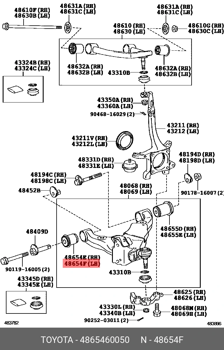 Сайлентблок рычага подвески | перед прав/лев | · TOYOTA 4865460050