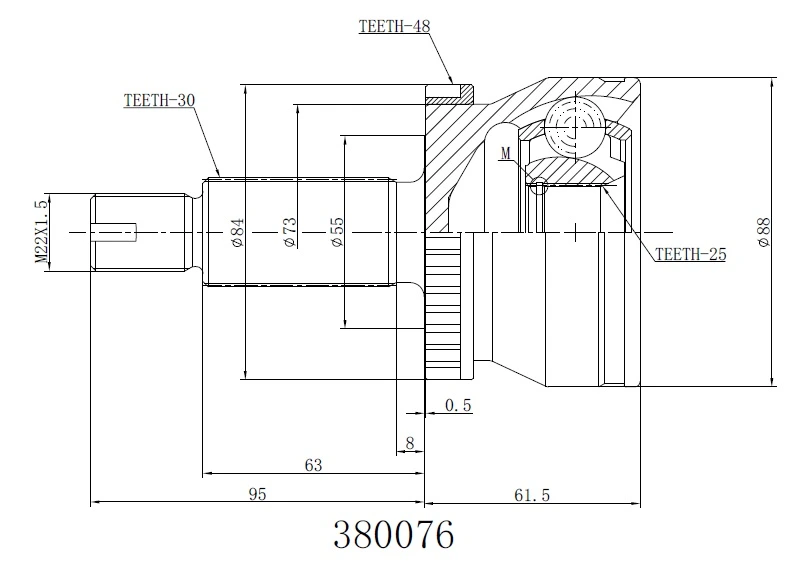 ШРУС внешний 25/30 ABS 48 | перед прав/лев | · INKO 380076