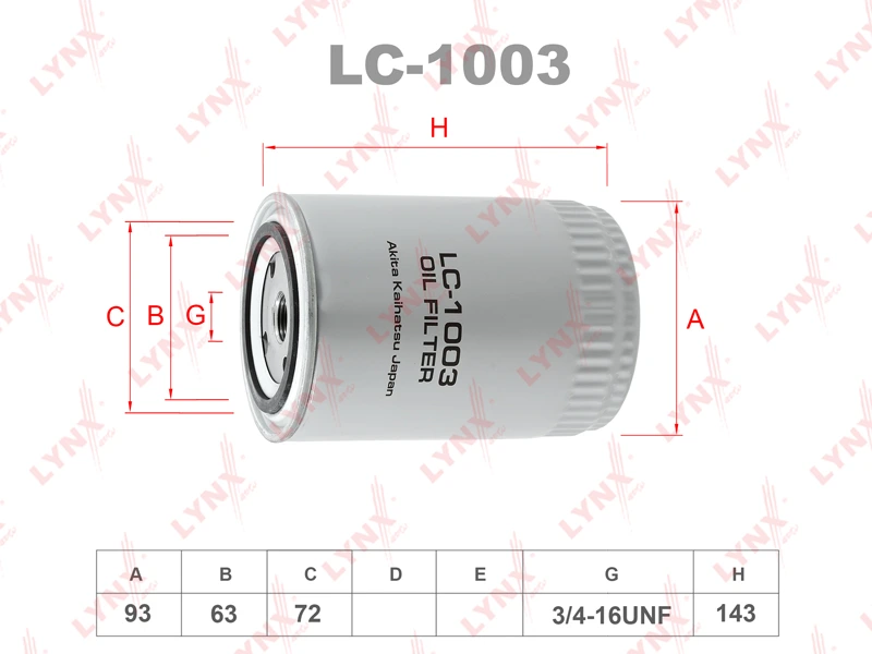 Фильтр масляный · LYNXAUTO LC1003