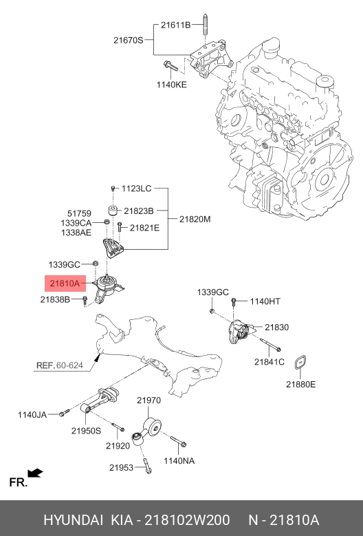 Опора двигателя правая · HYUNDAI/KIA 218102W200