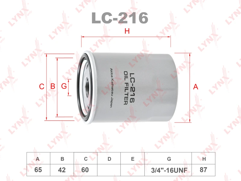 Фильтр масляный · LYNXAUTO LC216