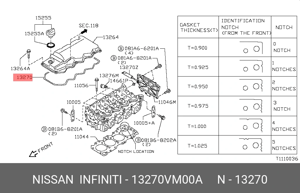 Прокладка крышки клапанов · NISSAN 13270VM00A
