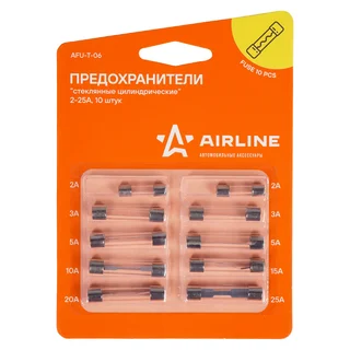 Предохранители стеклянные цилиндрические в блистере (10 шт. 2-25А