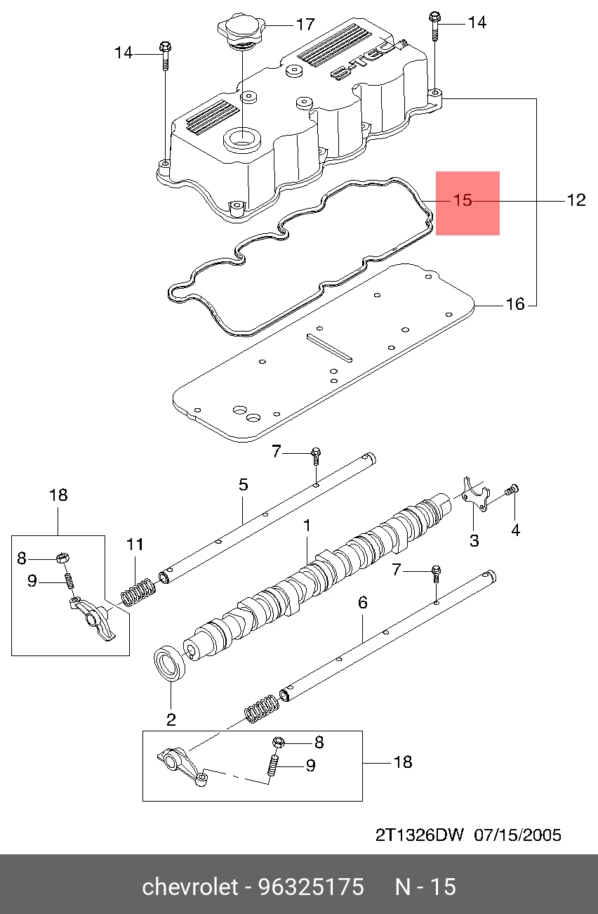 Прокладка крышки клапанов · GM 96325175