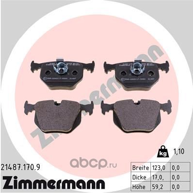 Колодки тормозные дисковые | зад | · ZIMMERMANN 21487.170.9