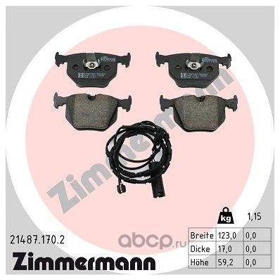 Колодки тормозные дисковые | зад | · ZIMMERMANN 21487.170.2