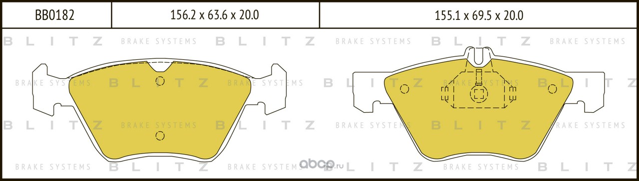 Колодки тормозные дисковые | перед | · BLITZ BB0182