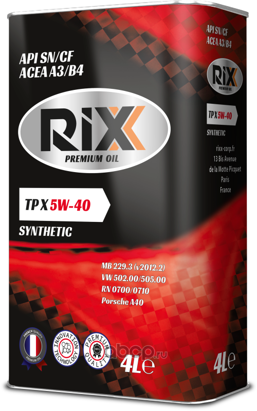 Масло моторное синтетическое TP X 5W-40 SN/CF 4л