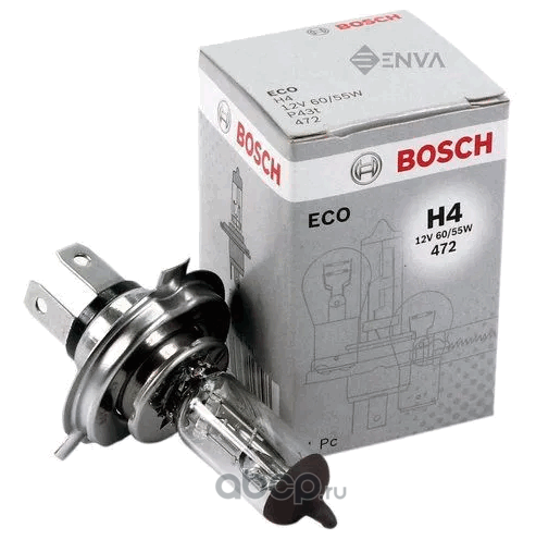 Лампа накаливания ECO H4 12V 60/55W P43t · BOSCH 1987302803