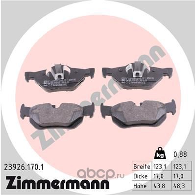 Колодки тормозные дисковые | зад | · ZIMMERMANN 23926.170.1