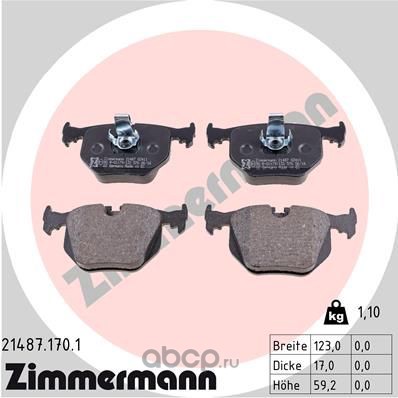 Колодки тормозные дисковые | зад | · ZIMMERMANN 21487.170.1
