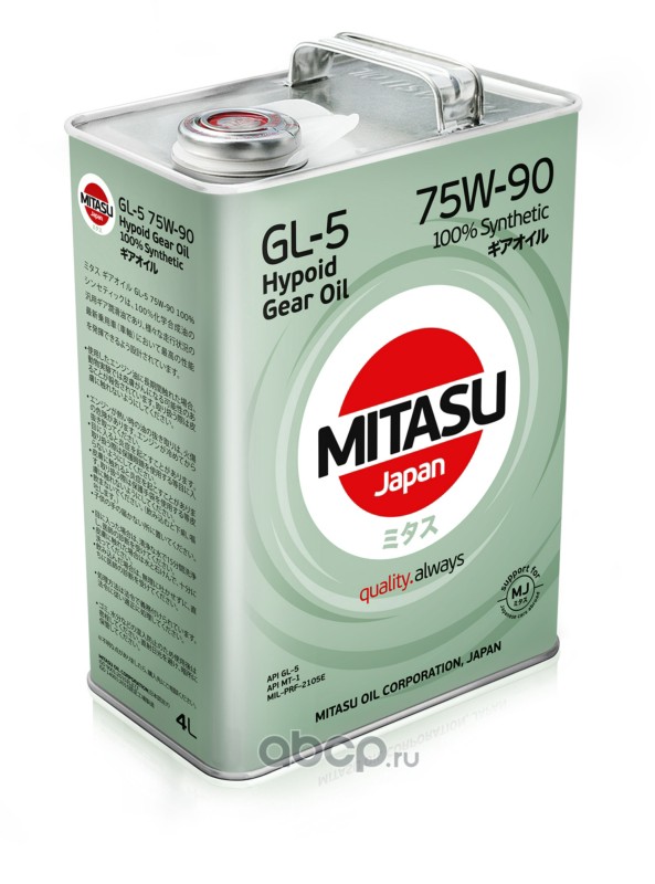 Mitasu 75w90 4l масло трансмисионное gear oil gl-5