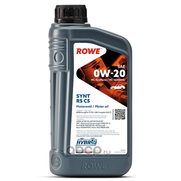 ROWE HIGHTEC SYNT RS C5 0W-20 1 литр масло моторное
