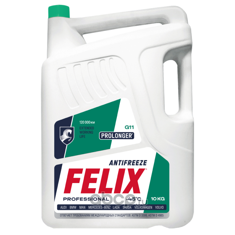 Антифриз, готовый раствор FELIX Prolonger G11, зеленый, HOAT, -40 °C, 10кг · FELIX 430206021