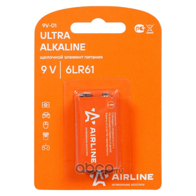 Батарейка 6LR61/Крона 9V щелочная 1 шт. блистер