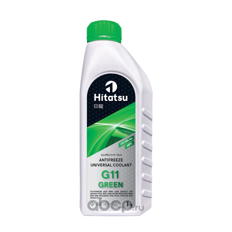 Жидкость охлаждающая Universal Coolant G11 GREEN, зеленый, готовый, -45, 1кг · HITATSU AFHG1
