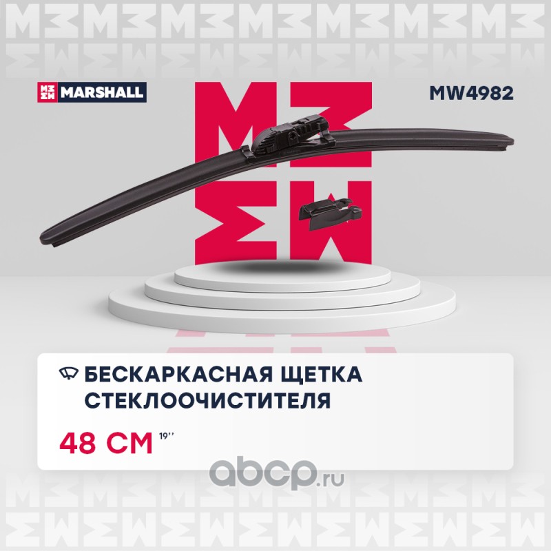 Бескаркасная щетка стеклоочистителя 19” / 48 см hook, side pin, push/pinch button 19 mm ()