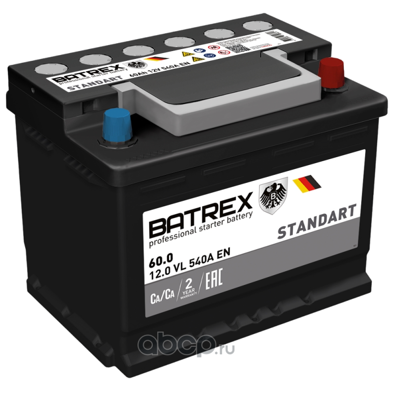 Аккумулятор STANDART 60 Ah, 550 A, 242 х 175 х 190 обр.