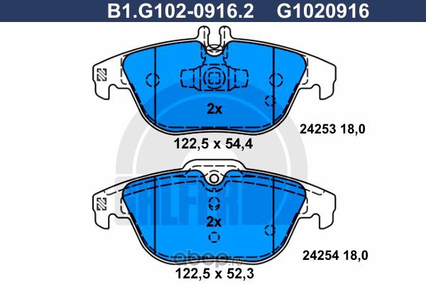 Колодки тормозные дисковые | зад | · GALFER B1.G102-0916.2
