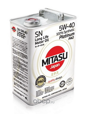 Mitasu 5w40 4l масло моторное platinum pao sn/api