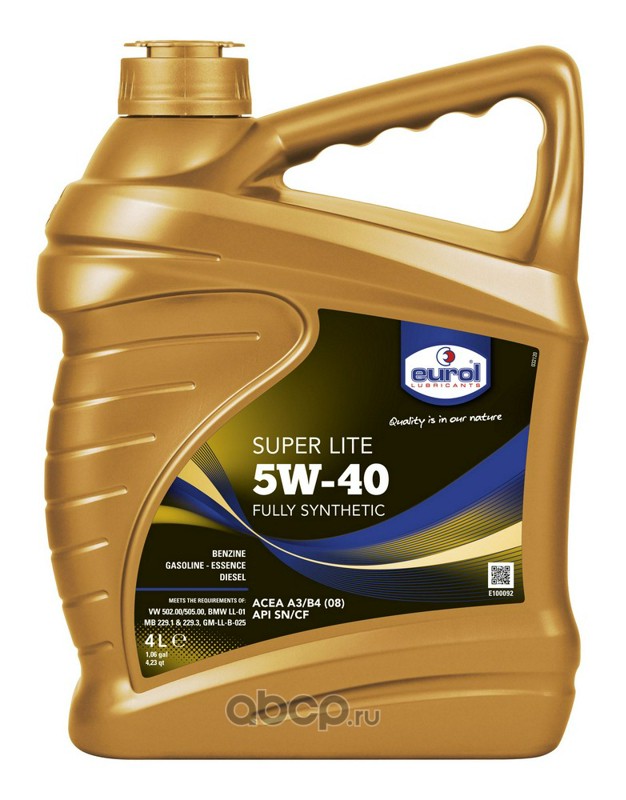 МАСЛО МОТОРНОЕ EUROL SUPER LITE 5W-40 SN/CF 4Л (СИ
