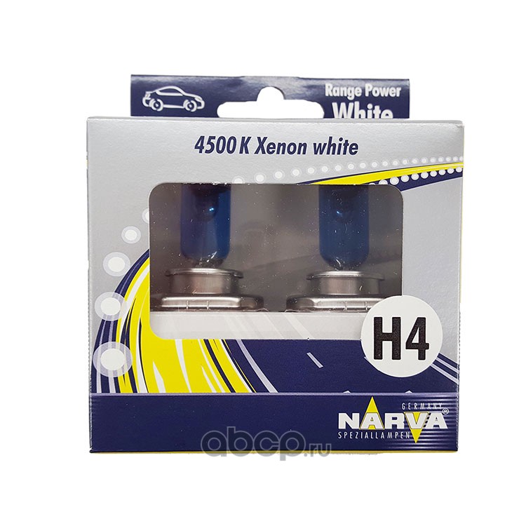 Комплект ламп автомобильных TWIN SET H4 12V 60/55W RANGE POWER WHITE S2