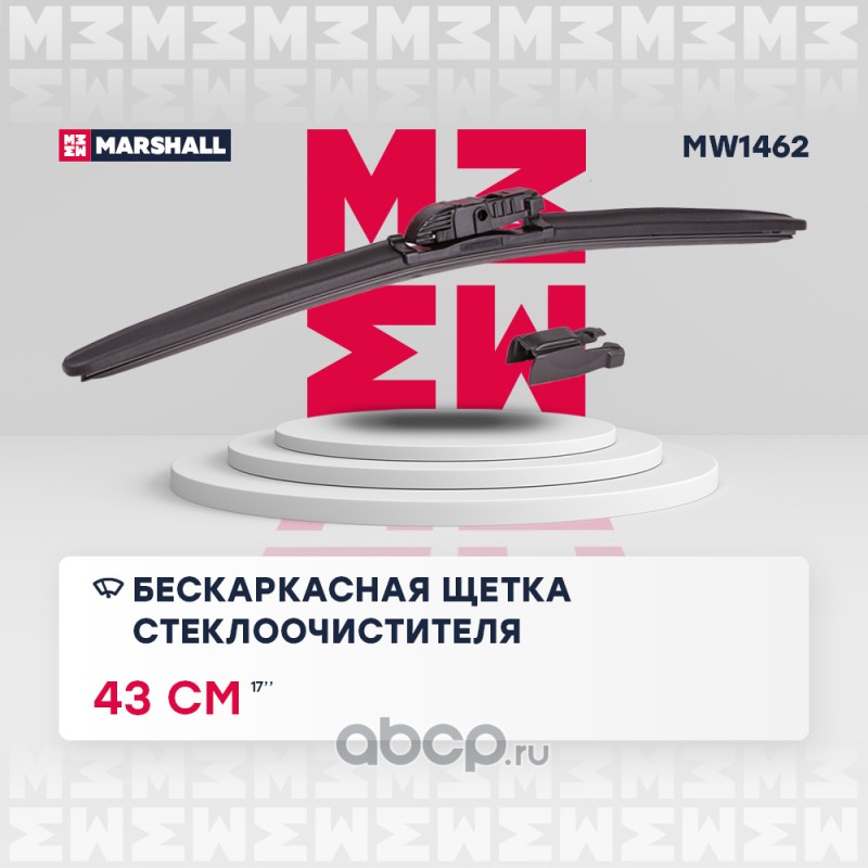 Бескаркасная щетка стеклоочистителя 17” / 43 см hook, side pin, push/pinch button 19 mm ()